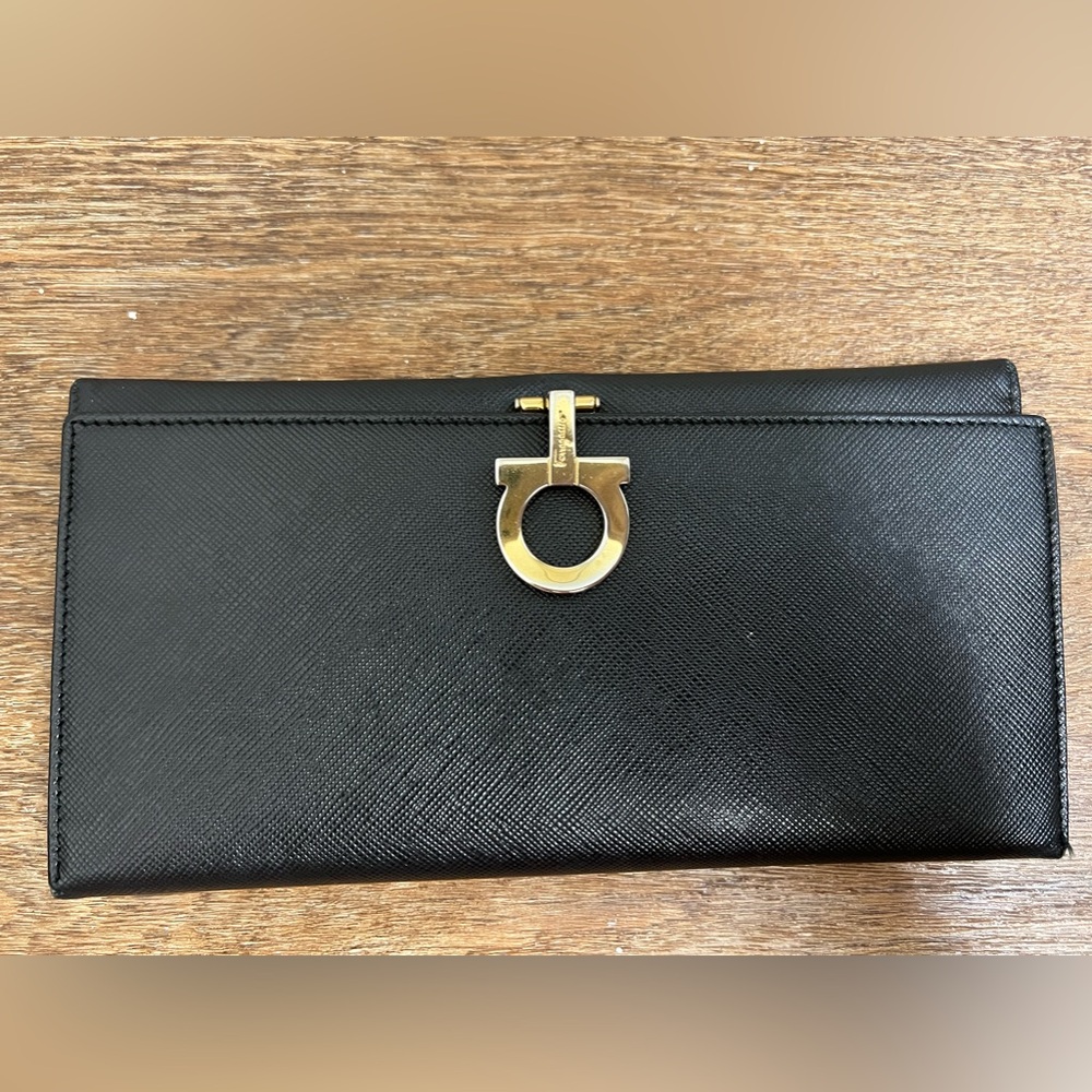 Salvatore Ferragamo Long Wallet Leather Black Used